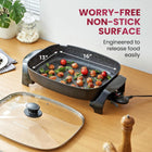 Elite Gourmet EG-6203# Extra Deep 16x13x3.2 (10.5Qt.) Scratch Resistant, Easy Pour Spout Dishwasher Safe, Non-stick Electric Skillet with Glass Vented Lid, Adjustable Temperature, Black