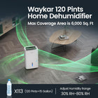 Waykar 120 Pints Energy Star Home Dehumidifier for Spaces up to 6,000 Sq. Ft at Home, in Basements and Large Rooms with Drain Hose, Handle, Auto Defrost and Self-Drying.