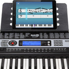 54-Key Digital Piano Keyboard with Simply Piano App, 350 Sounds & Rhythms, LCD Backlit Display, & Keynote Stickers