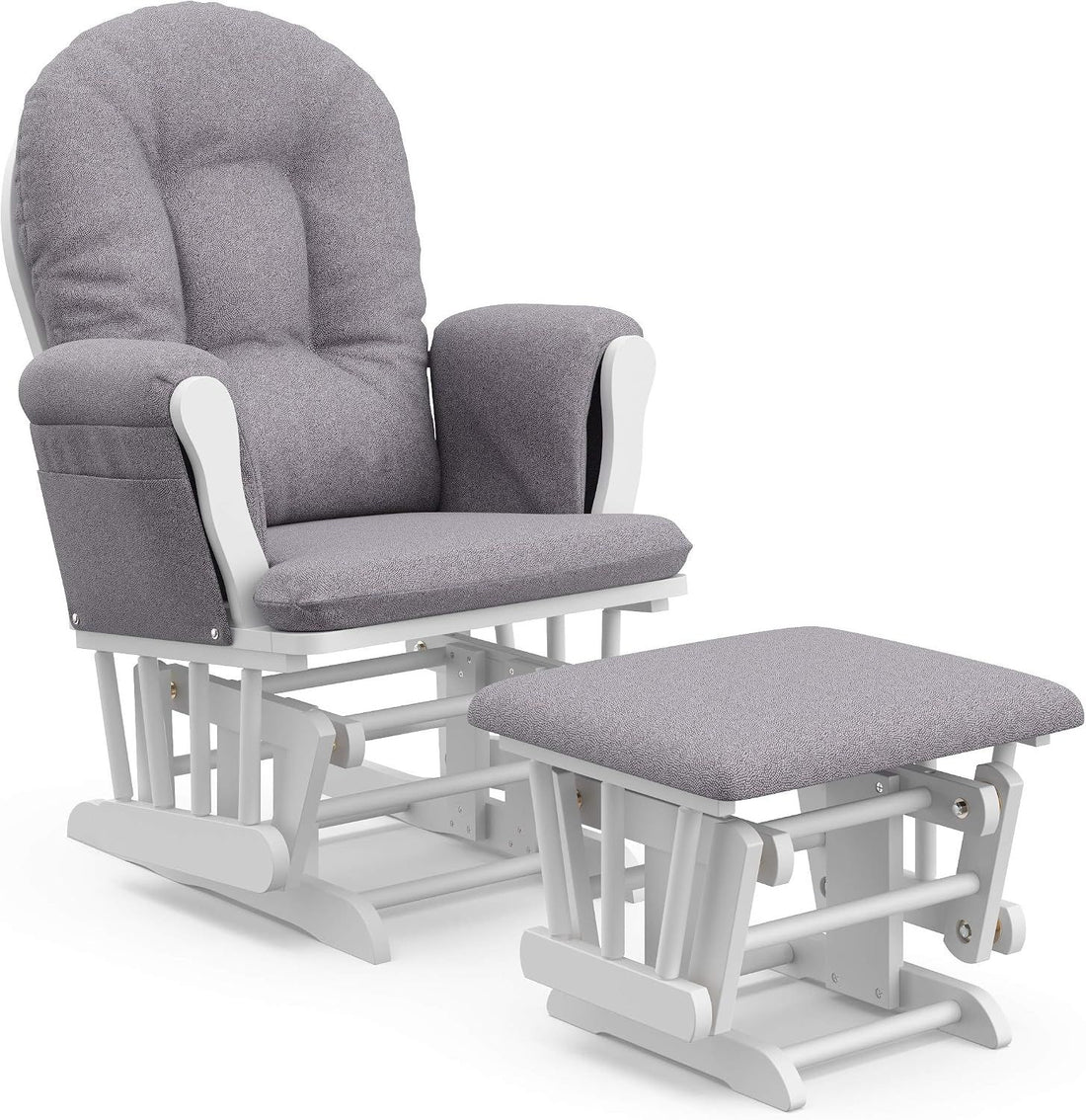 Storkcraft Hoop Custom Glider and Ottoman, White/Slate Gray Swirl