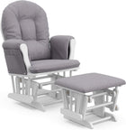 Storkcraft Hoop Custom Glider and Ottoman, White/Slate Gray Swirl