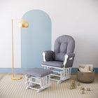 Storkcraft Hoop Custom Glider and Ottoman, White/Slate Gray Swirl