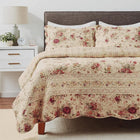Greenland Home Antique Rose 100% Cotton Quilt Set, 3-Piece King/Cal King, Ecru