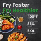 Chefman TurboFry Touch Air Fryer, 5Qt (4.75L) Family Size, One Touch Digital Control Presets, French Fries, Chicken, Meat, Fish, Nonstick Dishwasher-Safe Parts, Automatic Shutoff, Stainless Steel