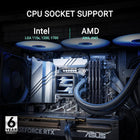 ASUS Prime LC 240 ARGB All-in-one AIO CPU Liquid Cooler AMD: AM5 & AM4 Intel: LGA 1851, 1700, 1200, 115x Specially Designed CPU Contact Area, finned Channels, Infinity Mirror, pre-Installed ARGB Fans