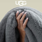 UGG Euphoria Throw Blanket, Plush Faux Fur Blanket, 50\ x 70\, Grey Blue | Reversible Fluffy Faux Fur to Ultra Soft Microfiber, Ultra Plush, OEKO-TEX Compliant, Machine Washable, All-Season Décor