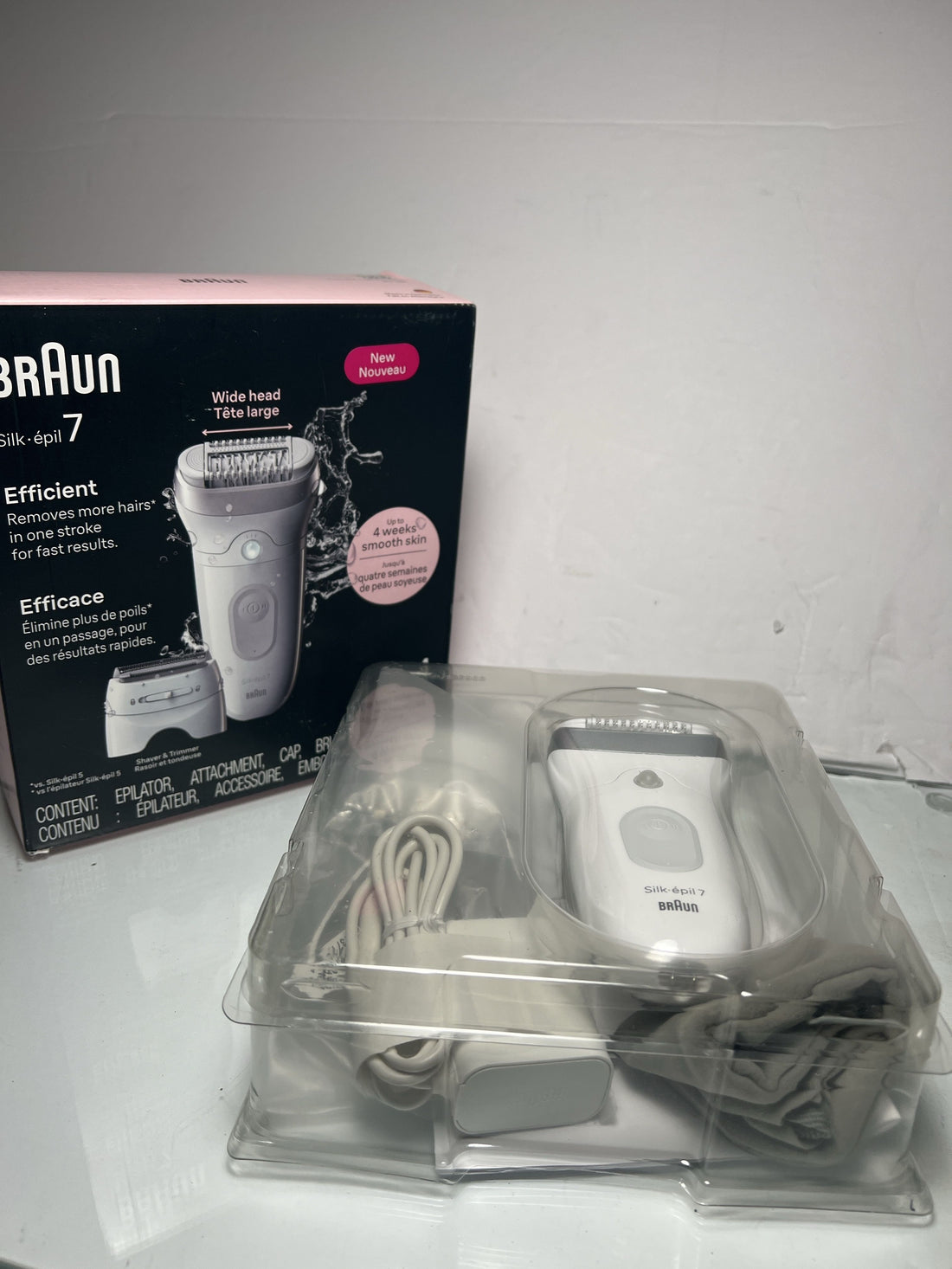 Braun Epilator Silk-épil 7, Hair Removal Device, Women Shaver & Trimmer, Wet and Dry, Wide Head, Includes Shaver Head and Trimmer Comb, SE7-041, Silver, Holiday Gifts for Women