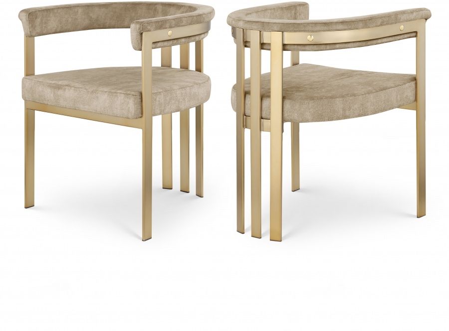 Meridian Marcello Velvet Upholstered Dining Chairs Set of 2 595Beige-C