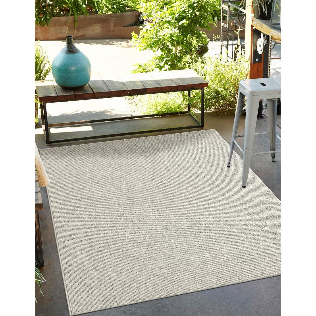 Unique Loom Outdoor Solid Collection Area Rug - Veranda (7\' 10\" x 10\' Rectangle Ivory)