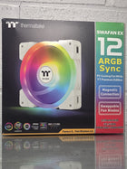 Thermaltake SWAFAN EX 12 ARGB PC Cooling Fan White, 3-Fan pcak, 500~2000 RPM, Magnetic Connection, Reversable Blades, sync with MB RGB Software, CL-F169-PL12SW-A