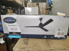 Harbor Breeze Stokes II Easy2Hang 52-in Matte Black with Matte Black Blades Covered Outdoor Downrod or Flush Mount Propeller Ceiling Fan Without Light and Remote Control Included 3 -Blade