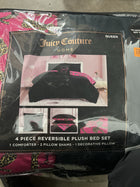 Juicy Couture Plush Reversible Cheetah Bows 3-Piece Twin/Twin XL Comforter Set with Decorative Pillow