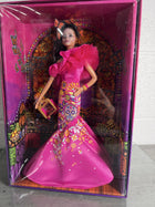 Barbie Signature Fashion Doll, 2023 Dia de Muertos Collectible Wearing Ruffled Pink Gown & Holding Tiny Ofrenda, Includes Doll Stand