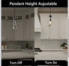 Raindrop Pendant Lights Kitchen Island Set of 2, Black Rain Pendant Island Light DimmableTeardrop Pendant Lights Dining Room Height Adjustable Glass Waterdrop Pendant Light, E12 Bulb Included