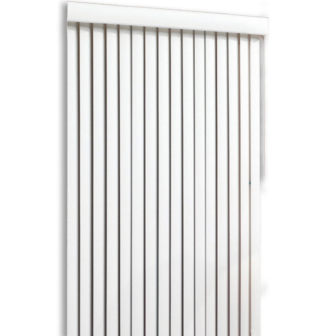 Project Source Room darkening vertical 3.5-in Slat Width 78-in x 84-in Cordless White Vinyl Room darkening Vertical blinds