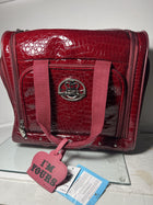 Kathy Van Zeeland Croco PVC Designer Underseat Luggage - 15 Inch Carry On Suitcase for Women- Lightweight Under Seat Bag with 2-Rolling Spinner Wheels (Burgundy)