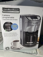 Hamilton Beach Professional Programmable Drip Coffee Maker, 12 Cup Capacity Ergonomic Carafe, 60oz Removable Reservoir,120 volts, Brushed Metal (49500)