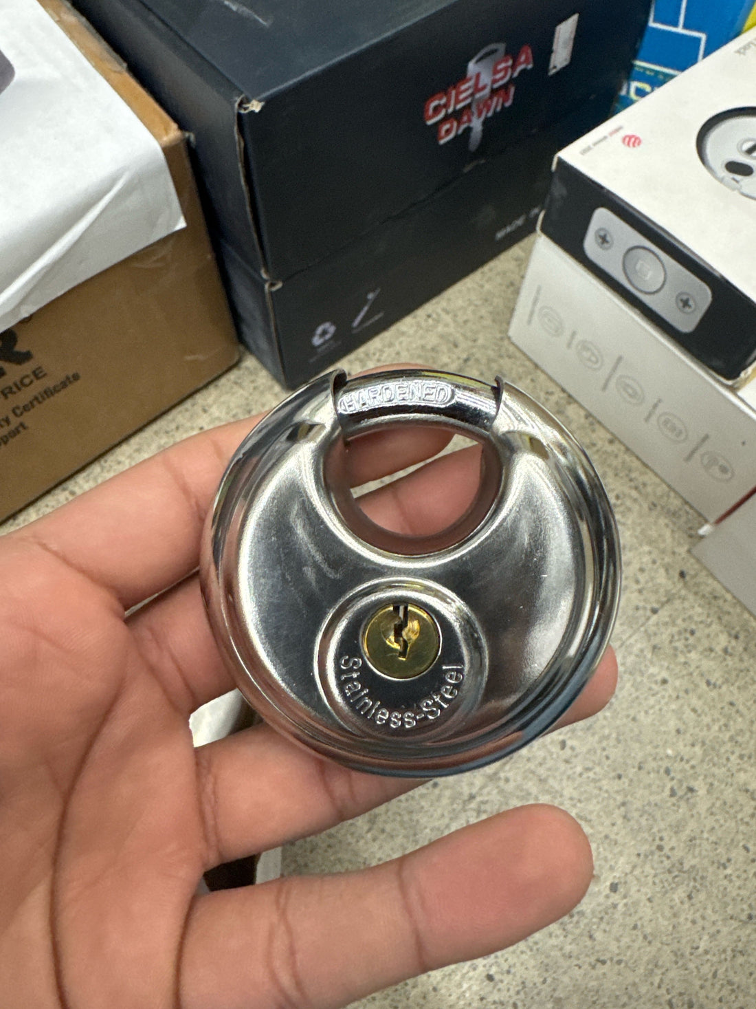 Keyed Padlock with Keys, 2-3/4(70mm) Outdoor Waterproof Stainless Steel Discus Lock for Sheds, Gate, Fence, Heavy Duty Disc Locks for Storage Unit