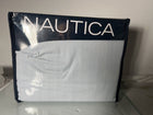 Nautica - Queen Sheet Set, Cotton Percale Bedding Set, Crisp & Cool, Lightweight & Breathable (Penny Pinstripe Blue, Queen)