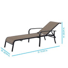 Style Selections Pelham Bay Stackable Black Steel Frame Stationary Chaise Lounge Chair with Tan Sling Seat