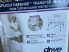 Drive Medical Splash Defense Tub Transfer Bench For Bathtub with Curtain Guard Protection, White