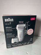 Braun Silk-épil 7 Epilator, Wet and Dry, Wide Head, Includes Shaver Head and Trimmer Comb, SE7-041, Silver