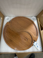 US Patented Double-Layer Charcuterie Board| Large Cheese Board Platter Set w 4 Knives and 2 Bowls | Premium Bamboo Serving Tray | Hoursewarming Christmas (Mocha Brown)