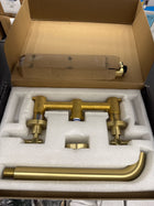 Wall Mount Tub Filler,Two Handle Bathtub Wall Faucet,Extra Long Spout Reach with High Water Flow,Brass Rough in Valve Included,Gold Brushed