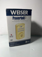 Weiser Powerbolt 3 Polished Brass Keyless Entry Door Lock/Deadbolt Lock, 10-Button Keypad Door Lock with Auto Lock and 12-Month Battery Life, Electronic Door Locks for Front Door, Home Décor