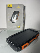 Solar Charger, Power Bank, 42800mAh Portable Charger Power Bank External Battery Pack 5V3.1A Qc 3.0 Fast Charger Built-in Super Bright Flashlight (Deep Orange)