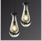 Raindrop Pendant Lights Kitchen Island Set of 2, Black Rain Pendant Island Light DimmableTeardrop Pendant Lights Dining Room Height Adjustable Glass Waterdrop Pendant Light, E12 Bulb Included