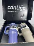Contigo Streeterville Tumbler Giftset, 40 oz (1.18 L), Insulated Stainless Steel Water Bottle with Straw, Lid and Handle, Glacier & Indigo, 2 Pack