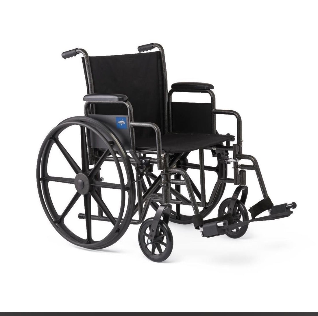 Medline Guardian K1 Basic Nylon Wheelchair with Swing-Back Desk-Length Arms and Swing-Away Footrests 16in Seat 300lbs 1Ct