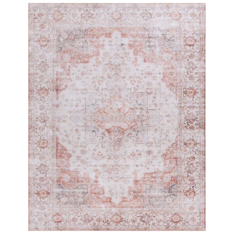 Sonia Oriental Power Loom Light Grey / Rust 8 x 10 Rug