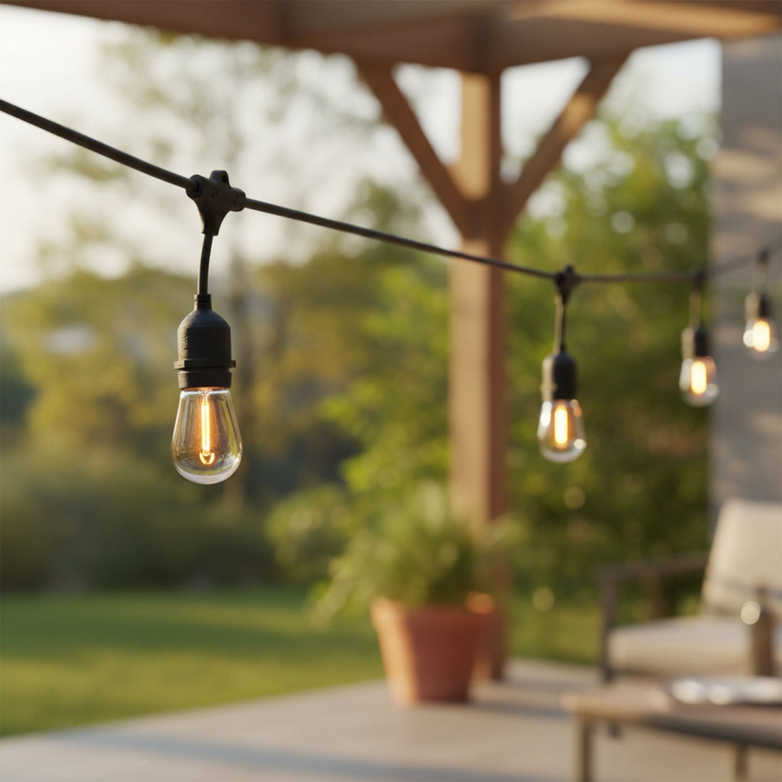Harbor Breeze 96-ft Plug-in Black Indoor/Outdoor String Light with 48 White -Light LED Edison Bulbs
