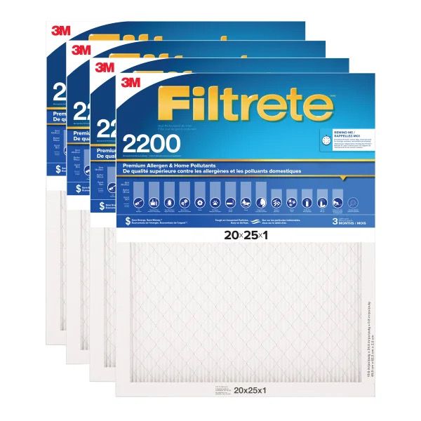 3M Filtrete MPR 2200 1-in Premium Furnace Filters, 4-pack