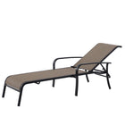 Style Selections Pelham Bay Stackable Black Steel Frame Stationary Chaise Lounge Chair with Tan Sling Seat