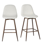 Homy Casa Homy Casa Charlton 26 in. Set of 2 Beige Fabric Swivel Counter Stools with Walnut Metal Legs