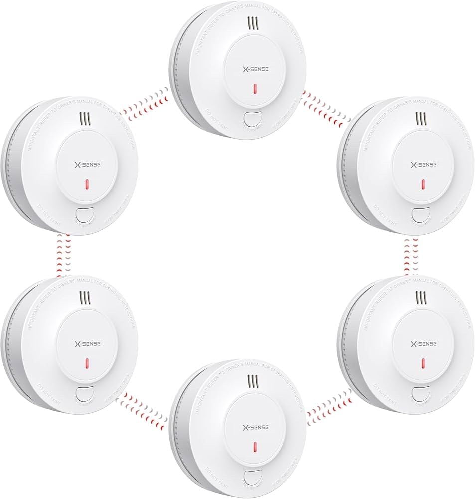 X-Sense Wireless Interlinked Smoke Alarm Detector with Sealed 10-Year Battery, Interconnected Fire Alarm Conforms to EN 14604 Standard, SD19-W, Link+, 6-Pack