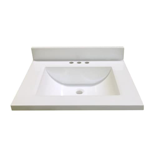 Magick Woods 25 In. W x 19 In. D White Vanity Top with Wave Bowl