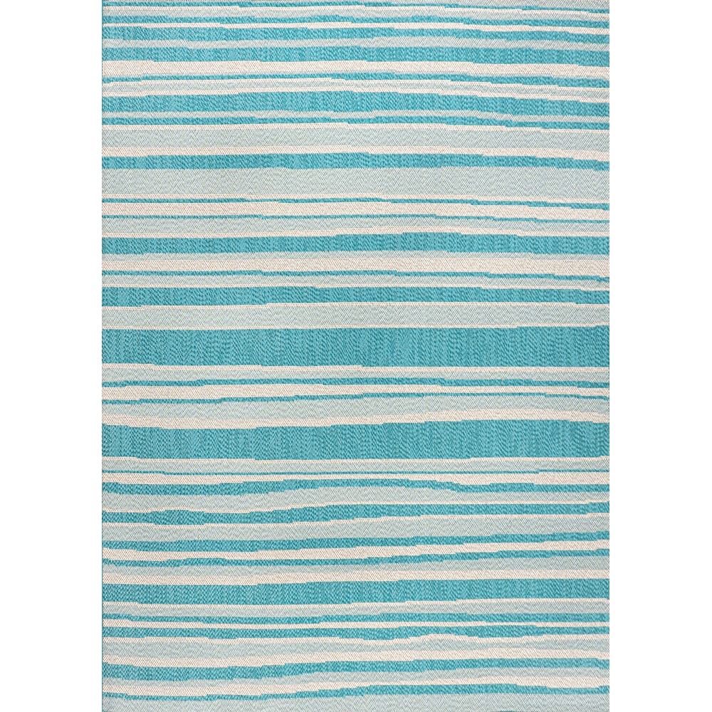 JONATHAN Y Castara Wavy Stripe Modern Aqua/Cream 5 ft. x 8 ft. Indoor/Outdoor Area Rug
